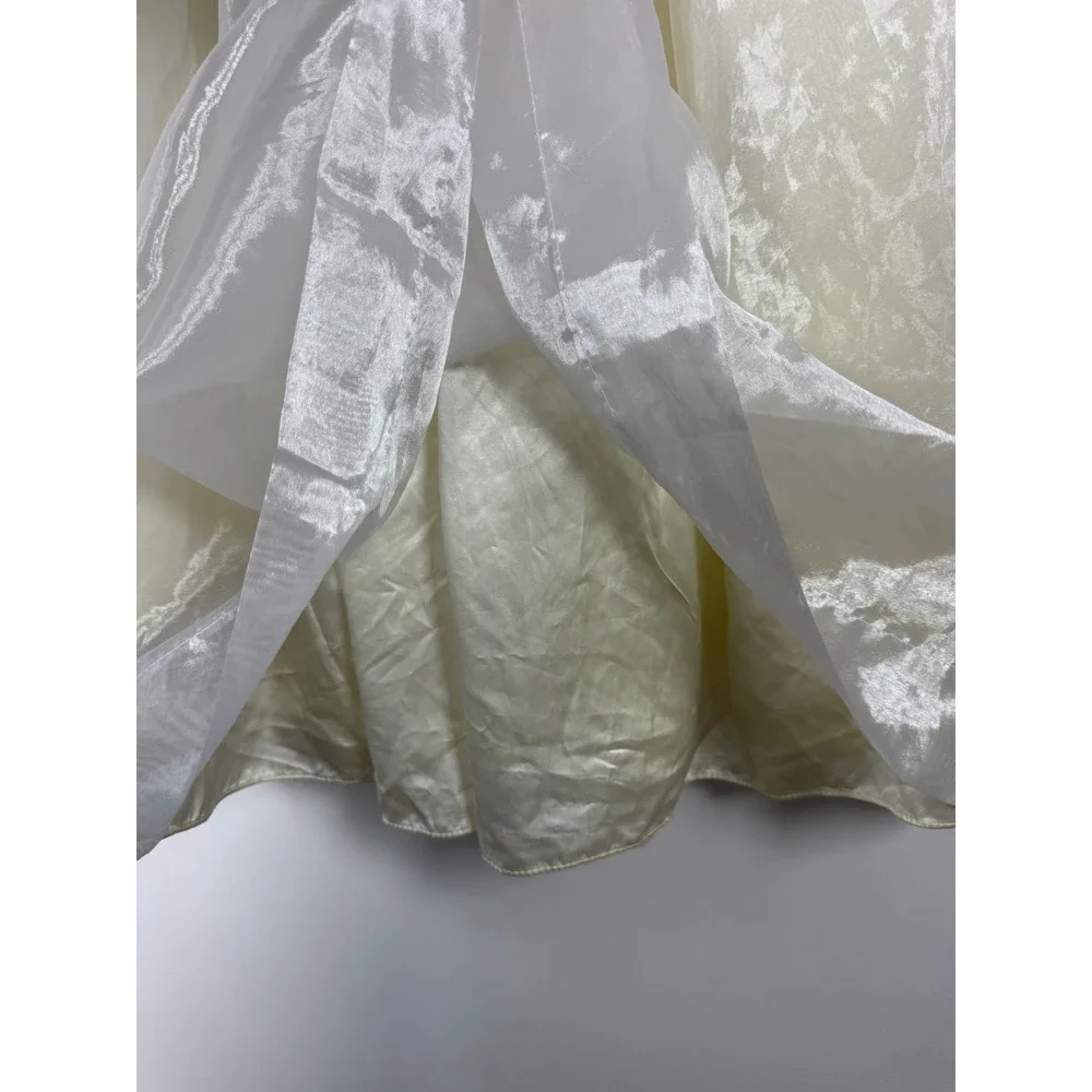 Vintage Jessica McClintock Girl 12 Dress Ivory Organza Embroidered Portrait Sash